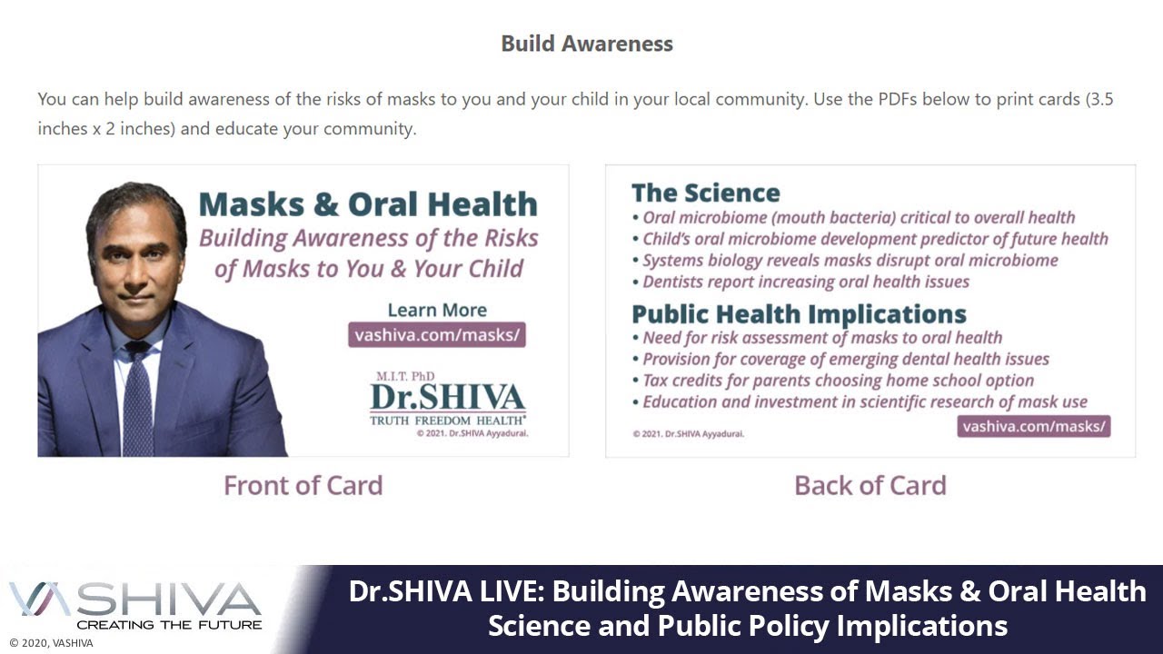 Dr.SHIVA LIVE: Building Awareness of Masks & Oral Health. Science and Public Policy Implications.