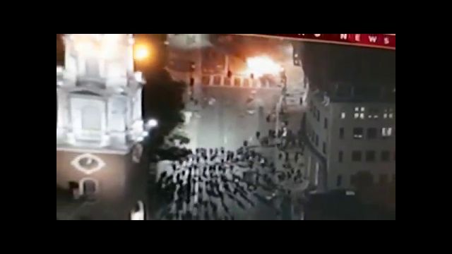 Boston Police vehicle being burned.