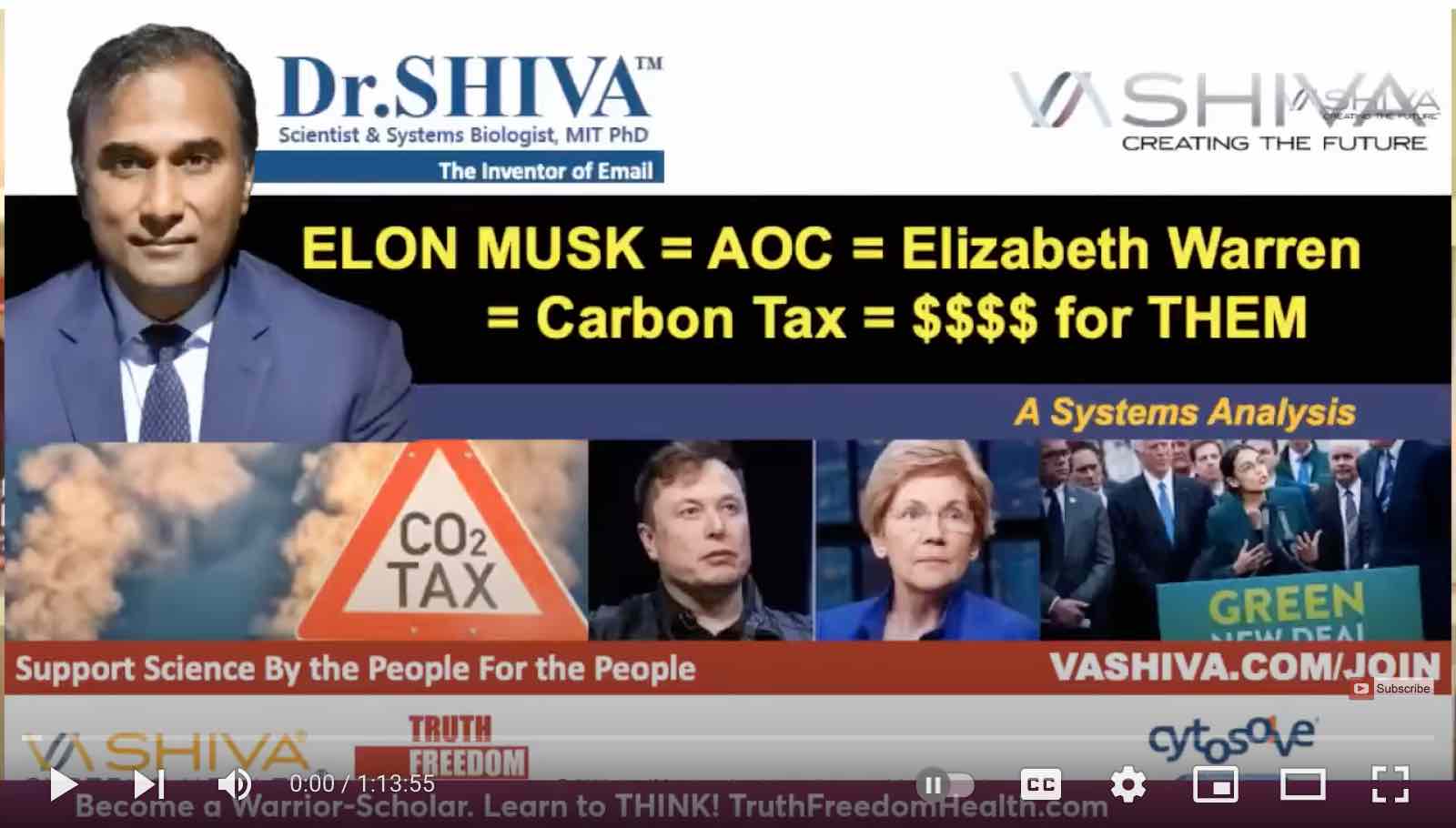 Dr.SHIVA LIVE: ELON MUSK = AOC = ELIZABETH WARREN = CARBON TAX = $$$$ for THEM